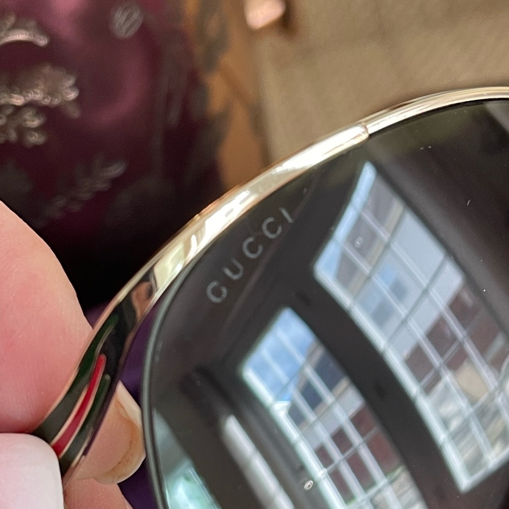 GUCCI Oversized Oval GG Gold Red Green Sunglasses - Picture 9 of 15